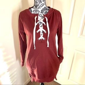 Burgundy Sweatshirt Dress